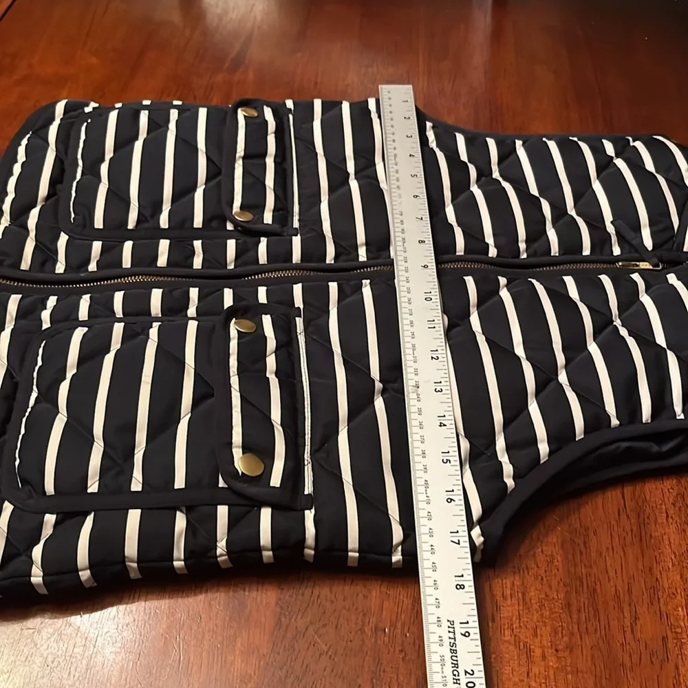 J Crew Striped Black and White Puffer Vest Size XS